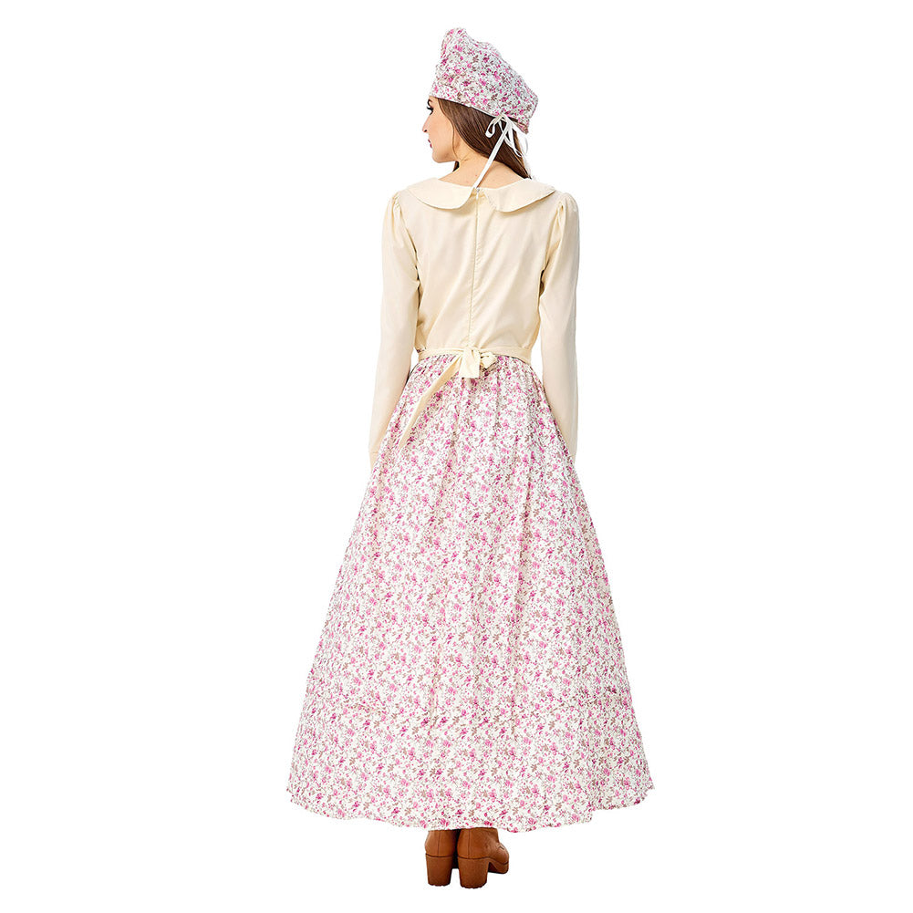 Halloween Disfraz De Sirvienta Pastoral Chef Pastelero de Café Vestido Largo para Adultos Femenino