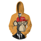 NBA Teddy simios Yacht Club Sudadera Cosplay Halloween Carnaval 3D Impreso chaqueta con cremallera