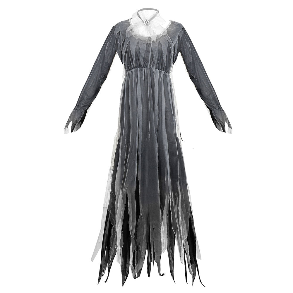 Halloween Disfraz de Novia Cadáver zOMB Fantasma Negro Vestido para Adultos Femenino