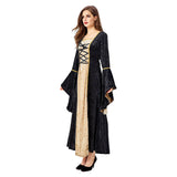Medieval Renacimiento Vestido de Lujo con Cuello Cuadrado Halloween Vestido para Adultos Femenino