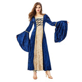Medieval Renacimiento Vestido de Lujo con Cuello Cuadrado Halloween Vestido para Adultos Femenino