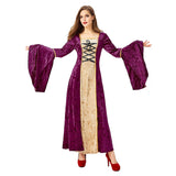 Medieval Renacimiento Vestido de Lujo con Cuello Cuadrado Halloween Vestido para Adultos Femenino