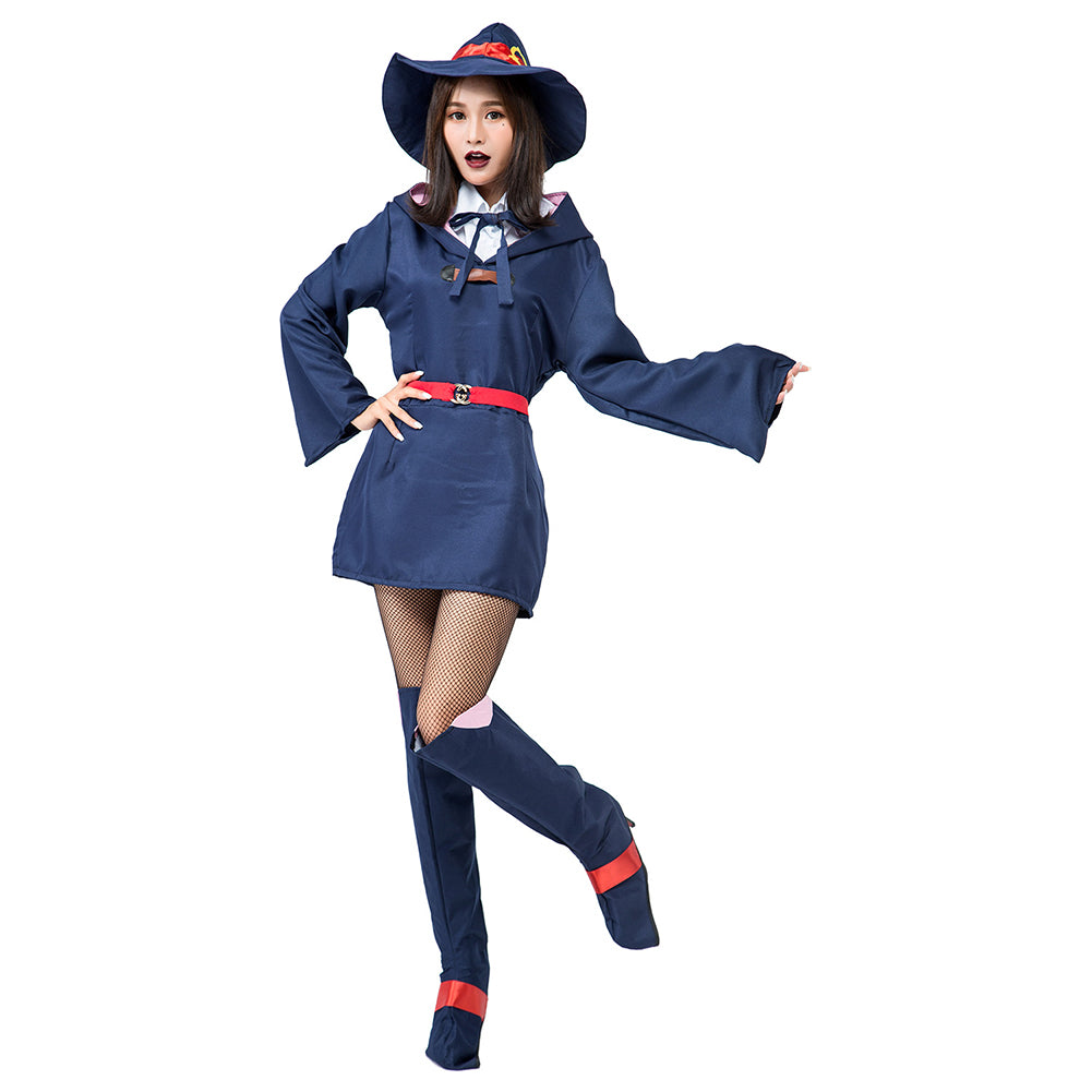 Halloween Juego de Rol Bruja Vestido Azul Bruja Japonesa Vestido para Adultos Femenino