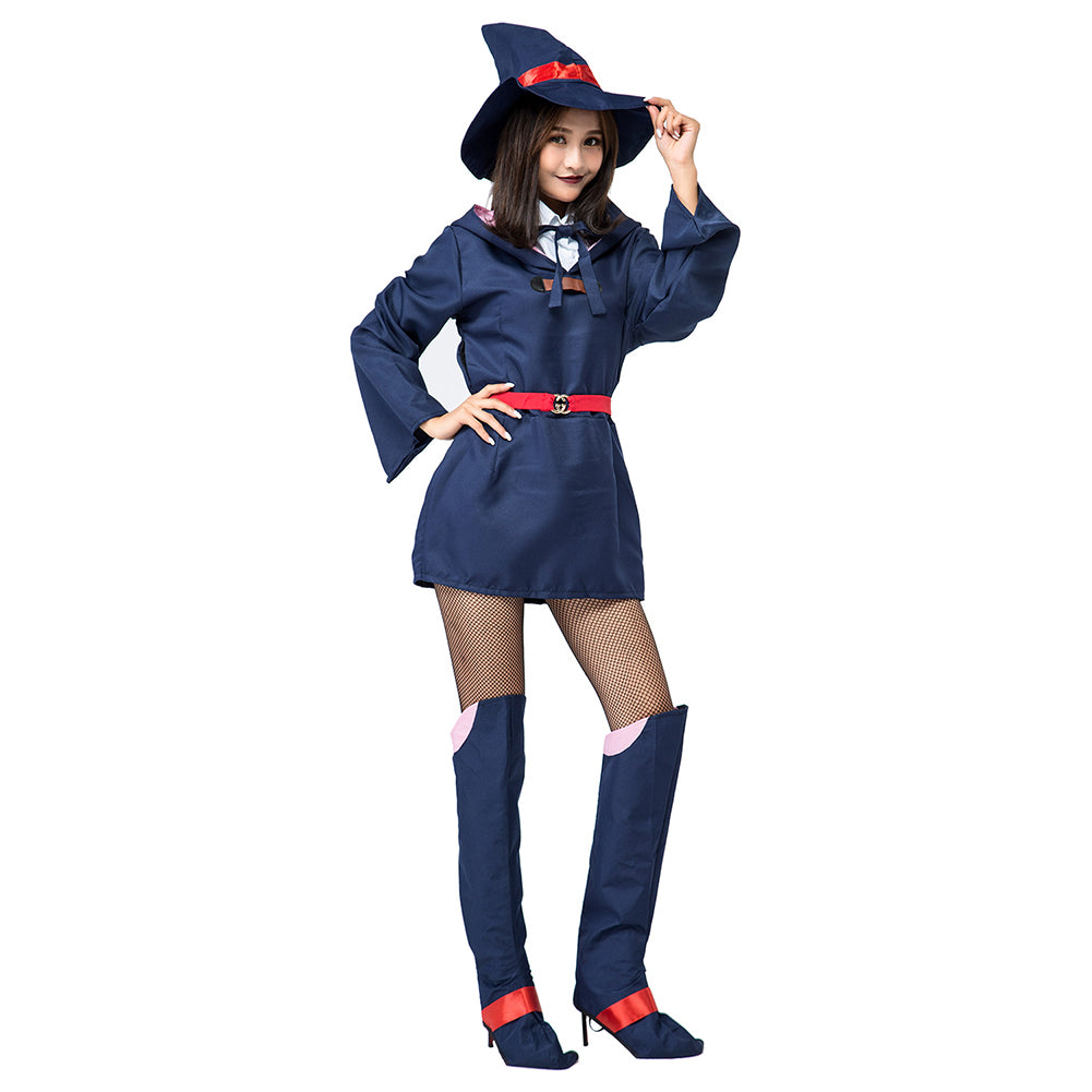 Halloween Juego de Rol Bruja Vestido Azul Bruja Japonesa Vestido para Adultos Femenino