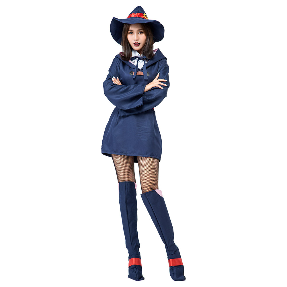 Halloween Juego de Rol Bruja Vestido Azul Bruja Japonesa Vestido para Adultos Femenino