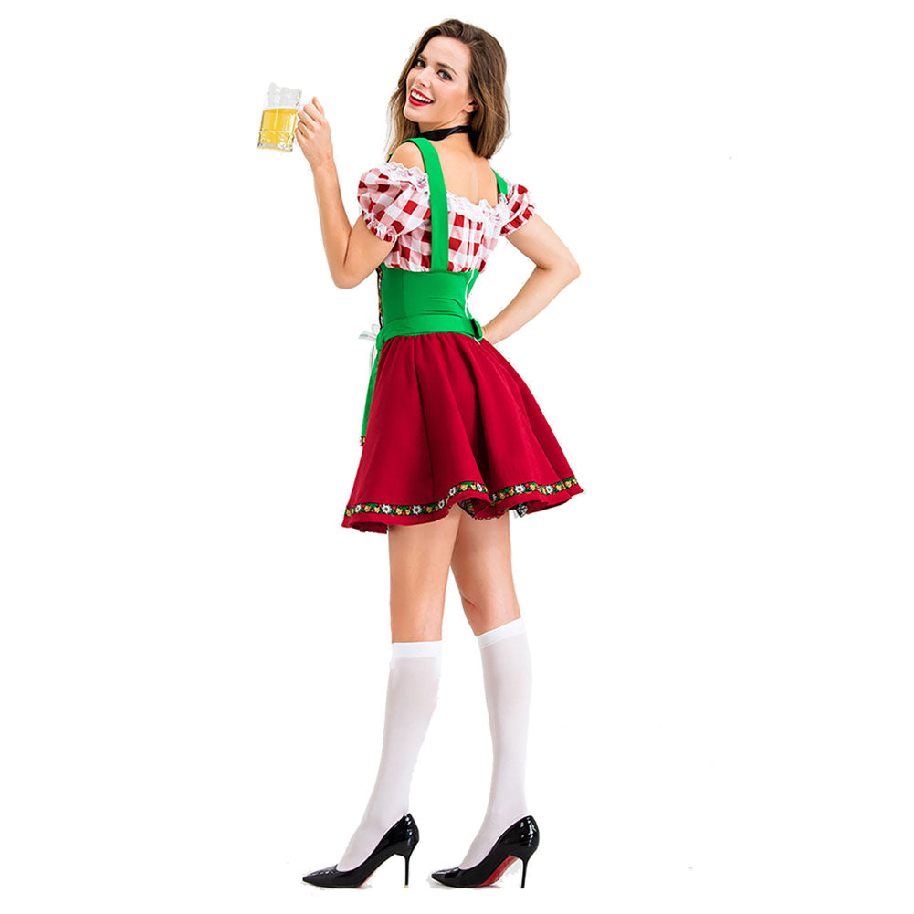Halloween Traje Tradicional de Alemán Oktoberfest Vestido de Fiesta de Cerveza para Adultos Femenino