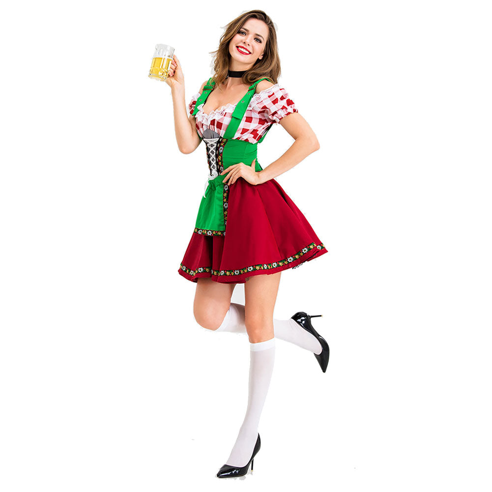 Halloween Traje Tradicional de Alemán Oktoberfest Vestido de Fiesta de Cerveza para Adultos Femenino