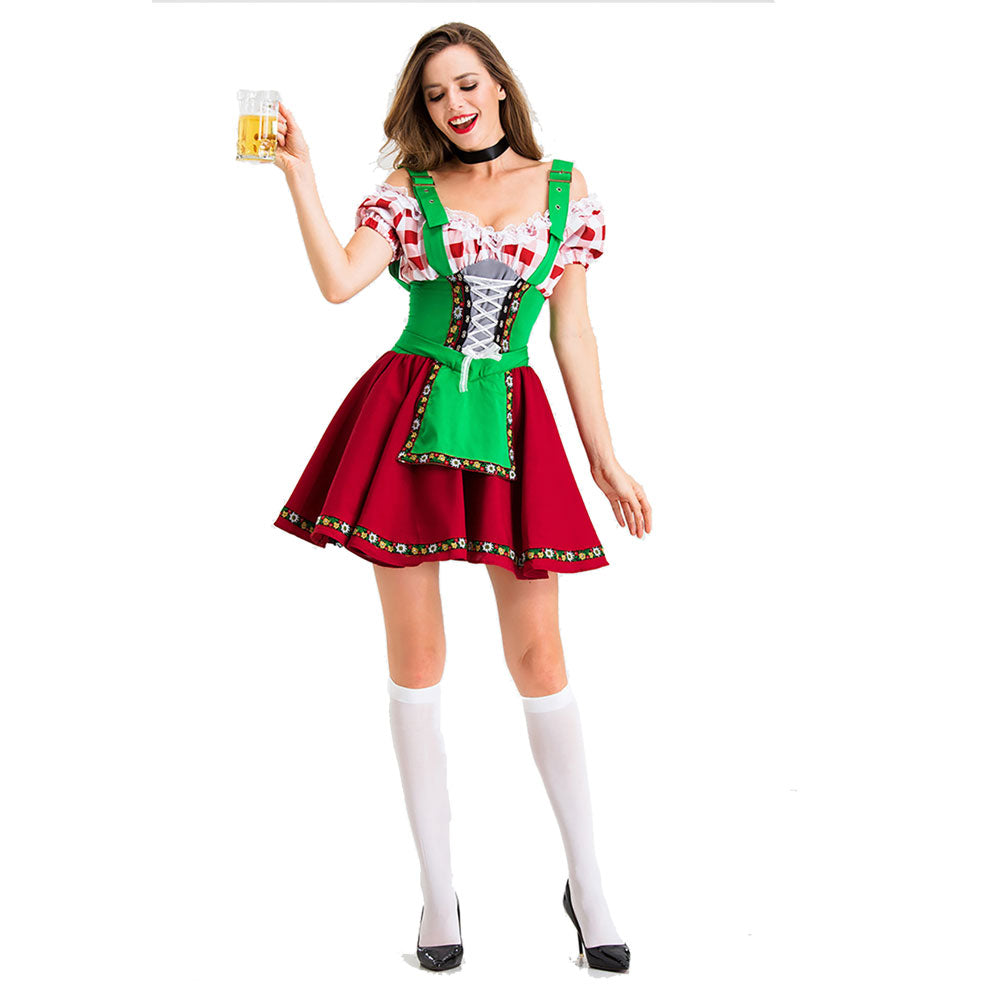 Halloween Traje Tradicional de Alemán Oktoberfest Vestido de Fiesta de Cerveza para Adultos Femenino