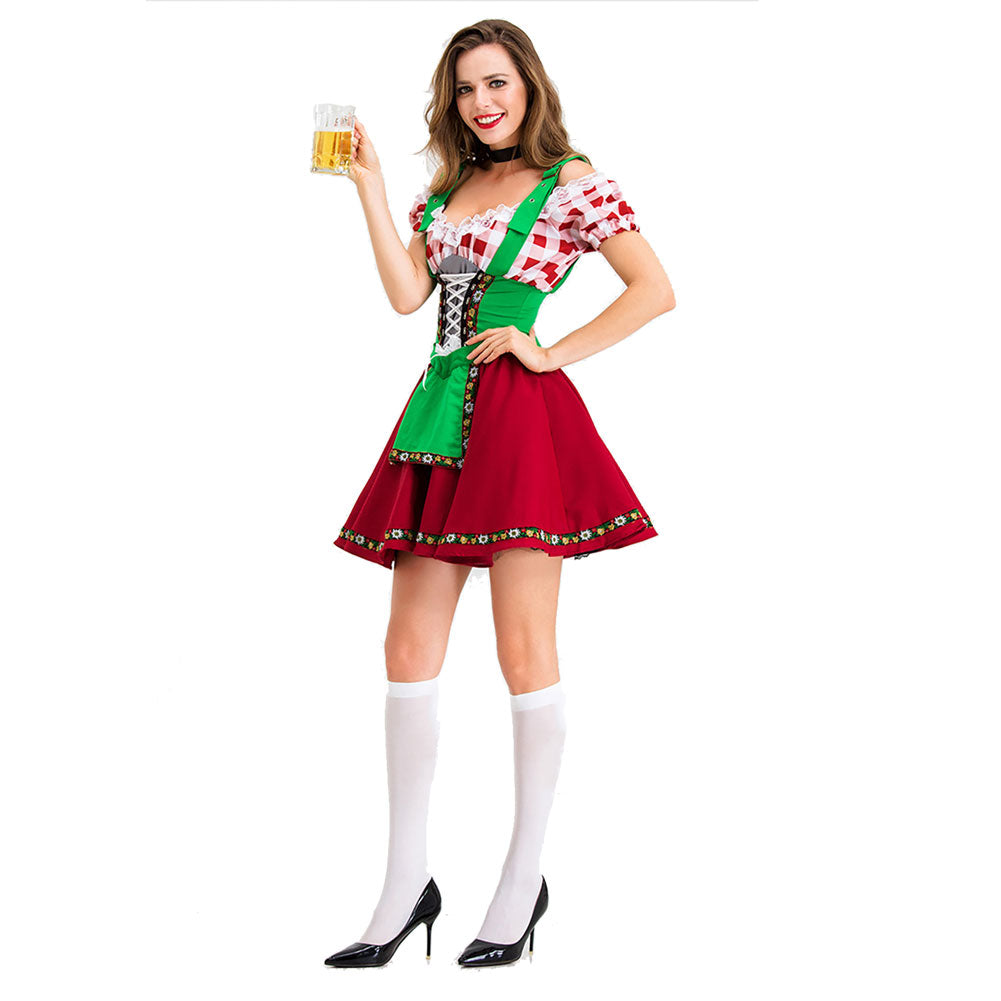 Halloween Traje Tradicional de Alemán Oktoberfest Vestido de Fiesta de Cerveza para Adultos Femenino