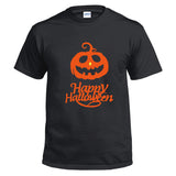 Halloween Disfraz Camiseta Negra Impreso de Calabaza Happy Halloween para Adultos Unisex