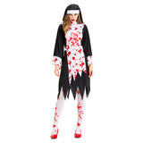 Halloween Disfraz de Horror Traje de Monja Sangrienta Diablo Vampiro Zombi Vestido para Adultos Femenino