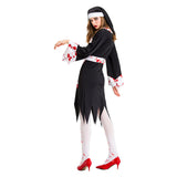 Halloween Disfraz de Horror Traje de Monja Sangrienta Diablo Vampiro Zombi Vestido para Adultos Femenino