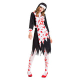 Halloween Disfraz de Horror Traje de Monja Sangrienta Diablo Vampiro Zombi Vestido para Adultos Femenino