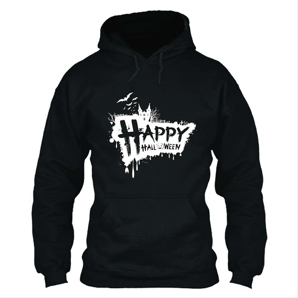 Halloween Disfraz Sudadera Estampada con Capucha Impreso de Happy Halloween Sudadera para Adultos Unisex