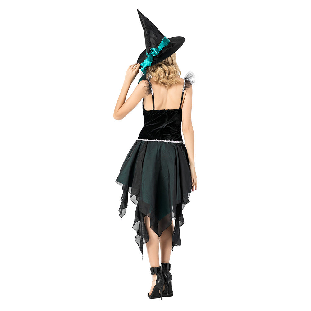 Halloween Disfraz Sexy Maléfica Bruja Vestido Esmoquin de Fiesta para Adultos Femenino