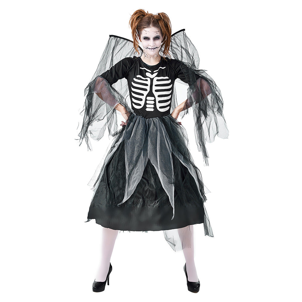 Halloween Disfraz Diablo Cráneo Ángel Cosplay Vestido de Escenario para Adultos Femenino