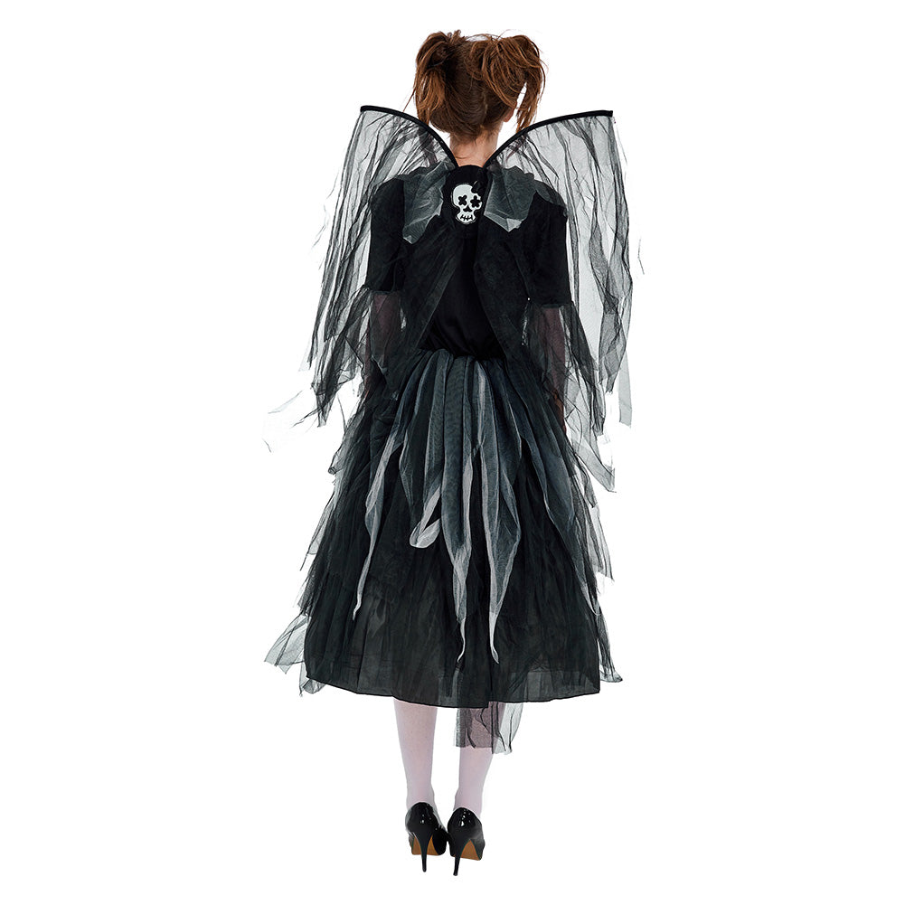 Halloween Disfraz Diablo Cráneo Ángel Cosplay Vestido de Escenario para Adultos Femenino
