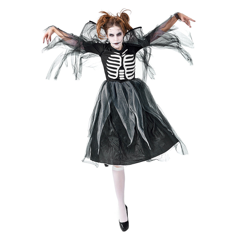 Halloween Disfraz Diablo Cráneo Ángel Cosplay Vestido de Escenario para Adultos Femenino