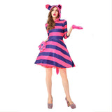 Halloween Gato Cheshire Disfraz de Color Púrpura Alicia en el País de las Maravillas Cosplay Vestido para Adultos Femenino