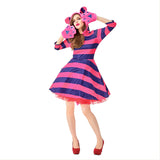 Halloween Gato Cheshire Disfraz de Color Púrpura Alicia en el País de las Maravillas Cosplay Vestido para Adultos Femenino