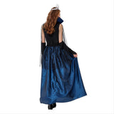 Halloween Disfraz de Fiesta Hechicera Azul Vestido de Corte Retro Medieval Vestido de Reina Cosplay para Adultos Femenino