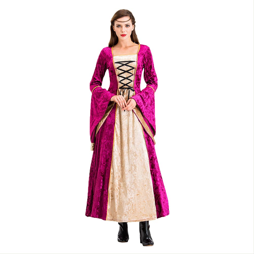 Halloween Vestido Rosa de Lujo Retro Medieval Renacimiento Vestido de Corte para Adultos Femenino