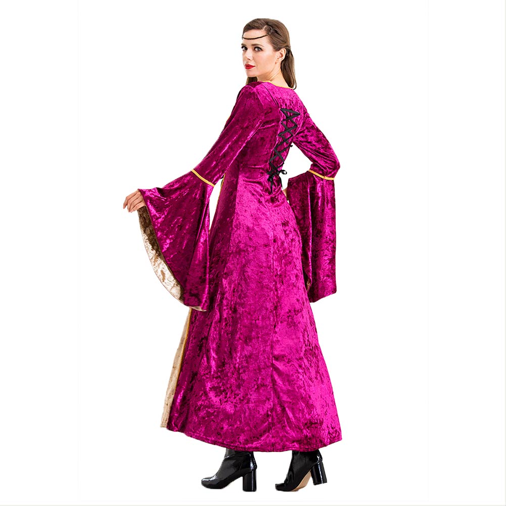 Halloween Vestido Rosa de Lujo Retro Medieval Renacimiento Vestido de Corte para Adultos Femenino