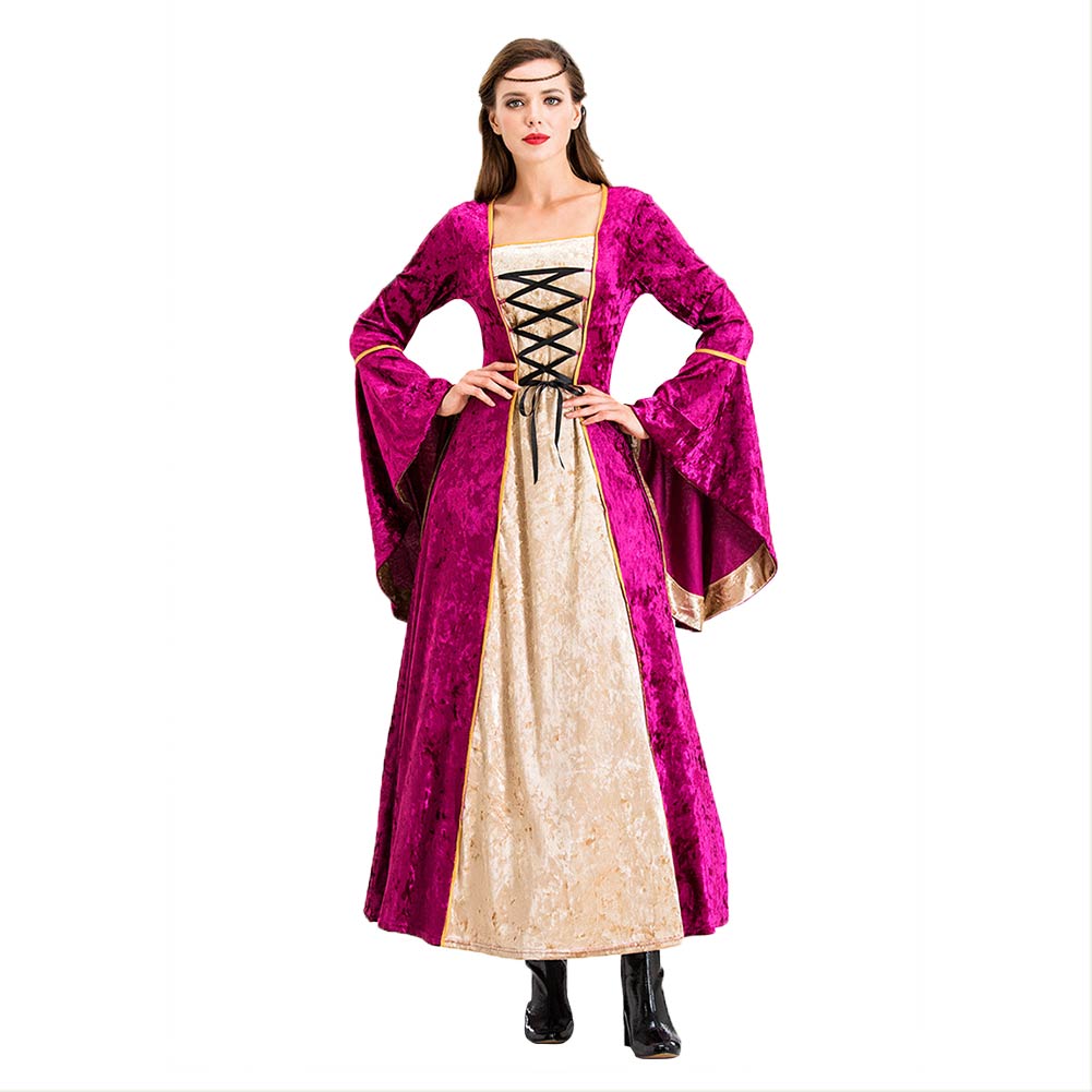 Halloween Vestido Rosa de Lujo Retro Medieval Renacimiento Vestido de Corte para Adultos Femenino