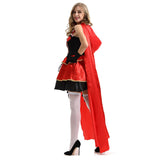 Halloween Disfraz Caperucita Roja Juego de Rol Vestido Sexy con Capa para Adultos Femenino