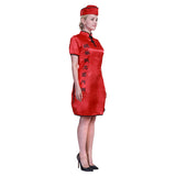 Halloween Disfraz Traje Chino Tang Cheongsam Rojo Vestido de Año Nuevo para Adultos Femenino