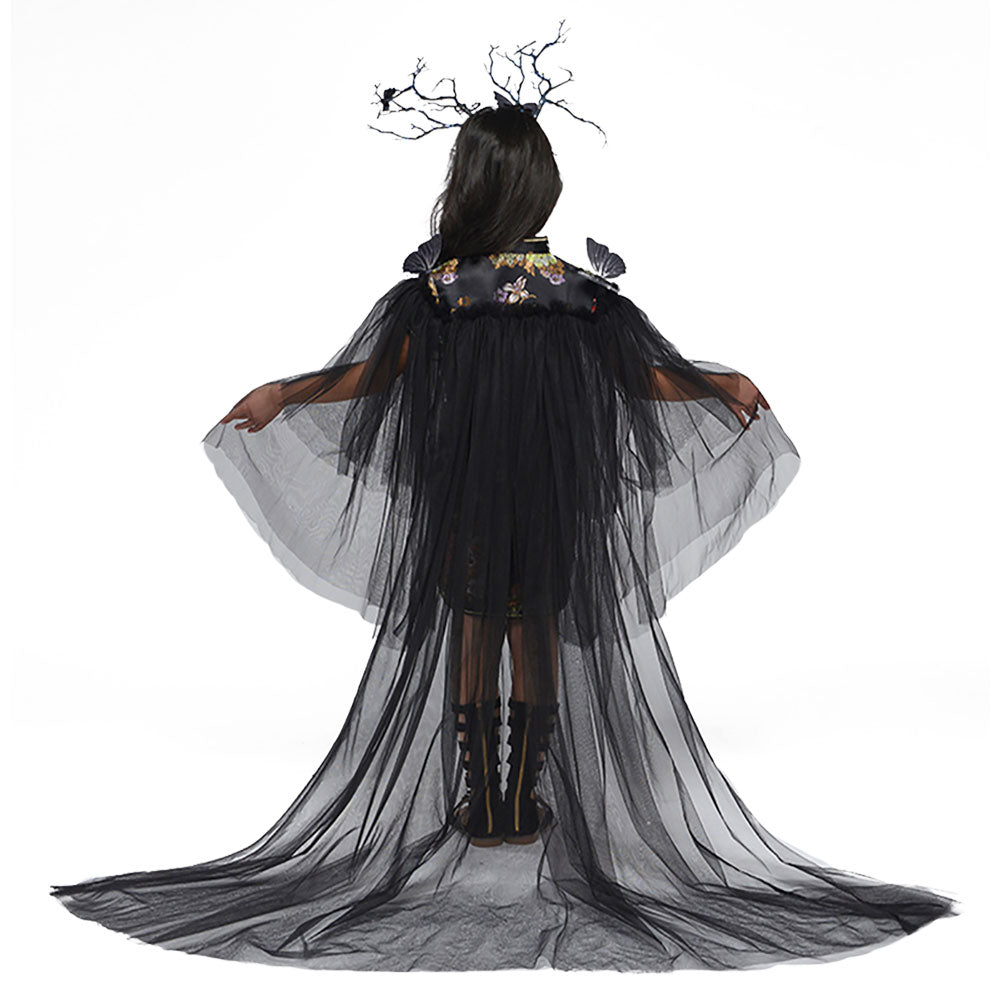 Halloween Estilo Cheongsam Chino Disfraz Retro Creativo Vestido con Flores para Niñas