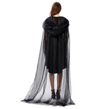 Halloween Disfraz de Bruja Malvada Vestido Sexy de Encaje Negro para Adultos Femenino