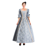 Halloween Disfraz Retro Renacimiento Vestido de Lujo con Manga Mediana para Adultos Femenino
