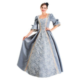 Halloween Disfraz Retro Renacimiento Vestido de Lujo con Manga Mediana para Adultos Femenino