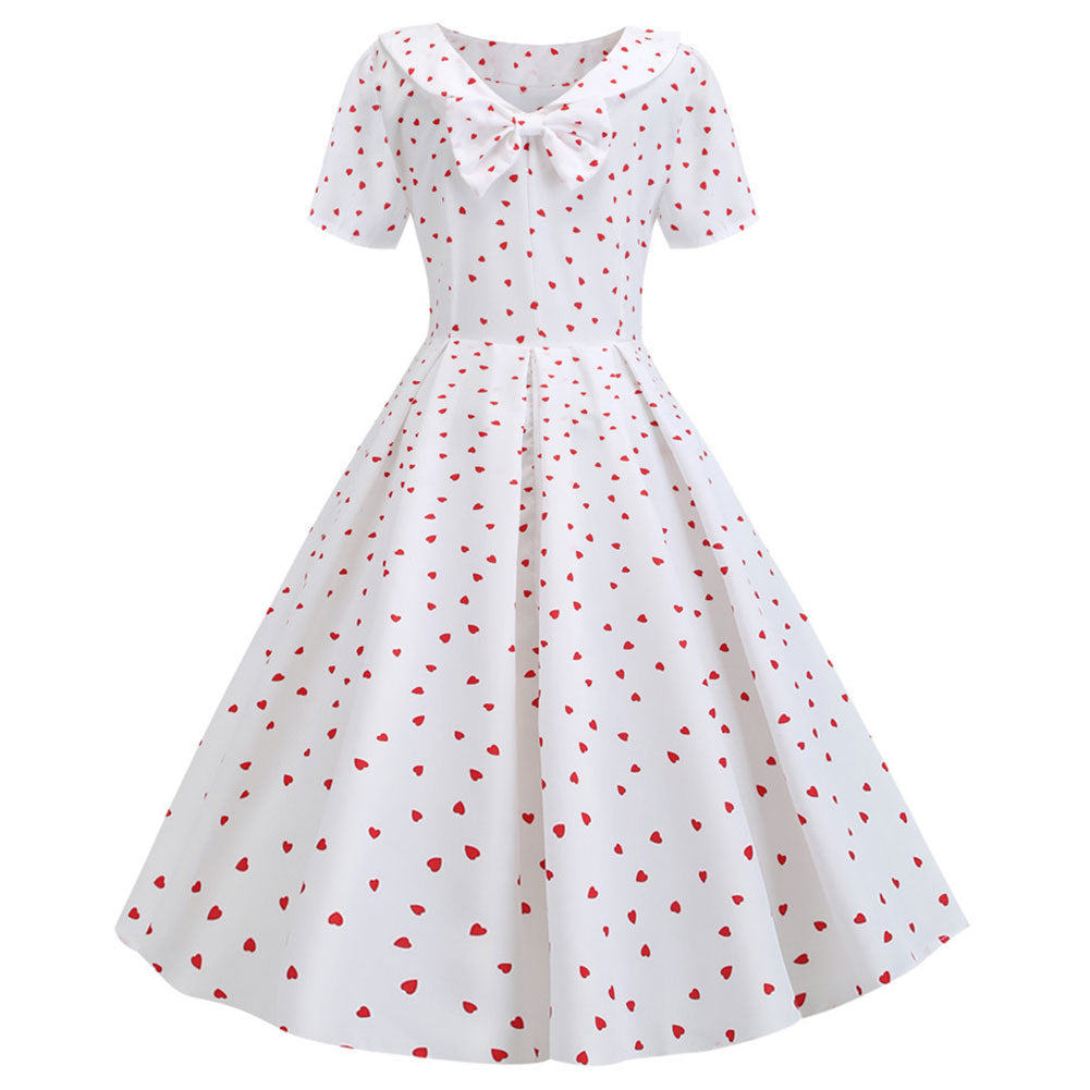 Retro Los Años 50 Vestido de Moda Muñeca Peter Pan Collar Hepburn Vestido Elegante para Adultos Femenino