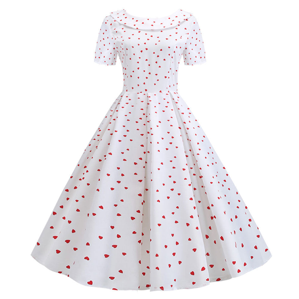 Retro Los Años 50 Vestido de Moda Muñeca Peter Pan Collar Hepburn Vestido Elegante para Adultos Femenino