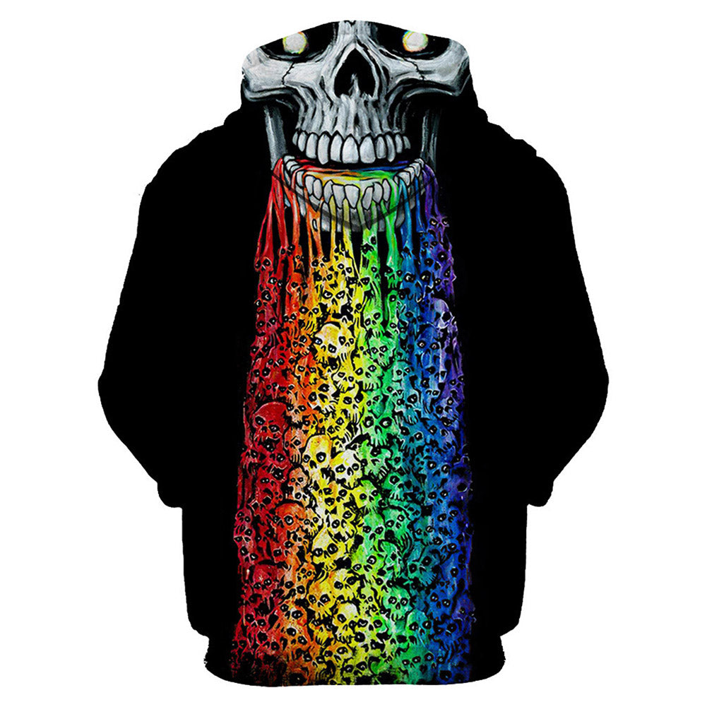 Halloween Disfraz Sudadera con Calaveras y Arcoiris Sudadera Estampada con Capucha para Adultos Unisex