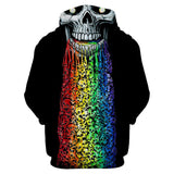 Halloween Disfraz Sudadera con Calaveras y Arcoiris Sudadera Estampada con Capucha para Adultos Unisex