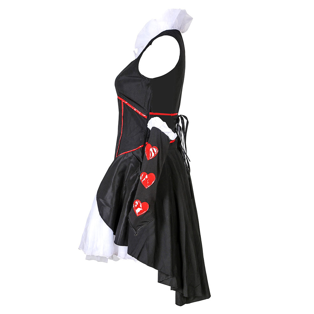 Halloween Reina de Corazones Cosplay Vestido de Fiesta para Adultos Femenino
