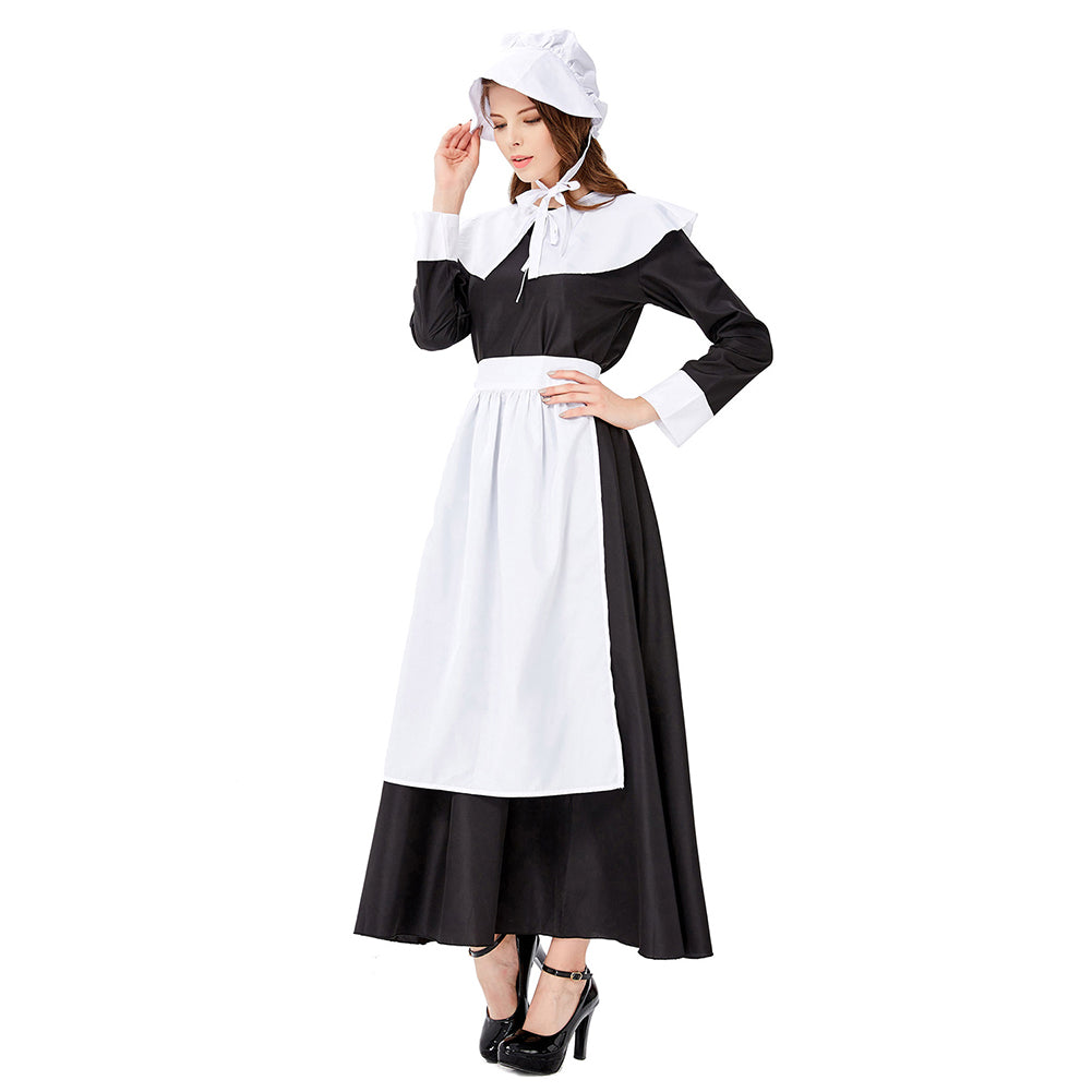 Halloween Cosplay Vestido de Mucama con Delantal Francés Uniforme de Mucama para Adultos Femenino