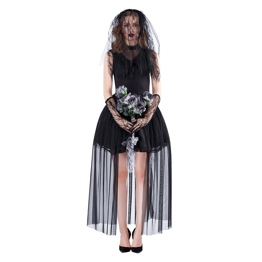 Halloween Vestido de Novia Fantasma Horror Zombi Cadáver de Boda Halloween Cosplay Vestido para Adultos Femenino