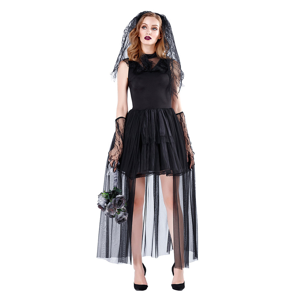 Halloween Vestido de Novia Fantasma Horror Zombi Cadáver de Boda Halloween Cosplay Vestido para Adultos Femenino