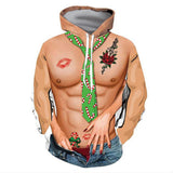 Navidad Halloween Sudadera Fea 3D Músculo Sudadera Divertida con Capucha para Adultos Masculino