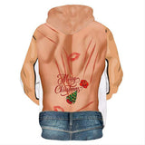 Navidad Halloween Sudadera Fea 3D Músculo Sudadera Divertida con Capucha para Adultos Masculino
