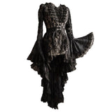 Halloween Vestido de Manga Acampanada con Encaje Vestido de Lujo Cosplay Disfraz