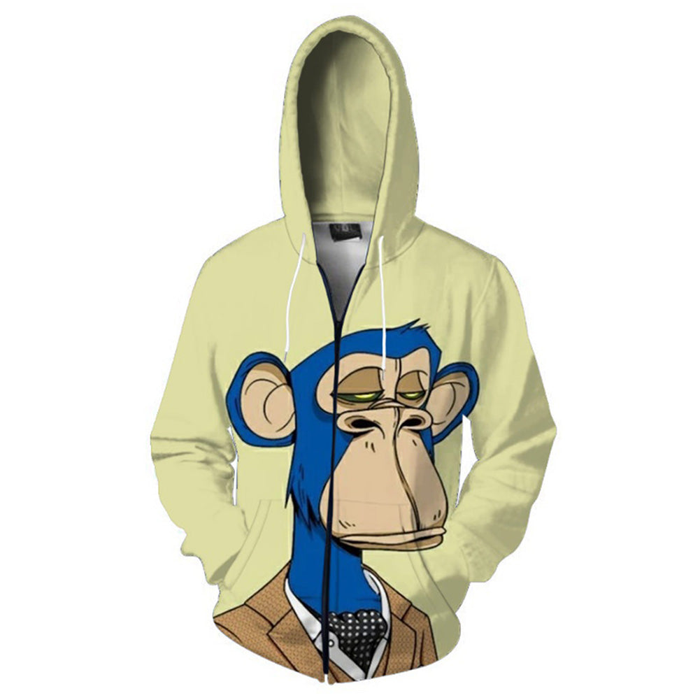 NBA Teddy simios Yacht Club Sudadera Cosplay Halloween Disfraz Carnaval chaqueta con cremallera 3D Impreso