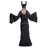 Halloween Maléfica Maleficent Cosplay Traje de Bruja Reina Oscura Vestido Negro de Fiesta para Adultos Femenino