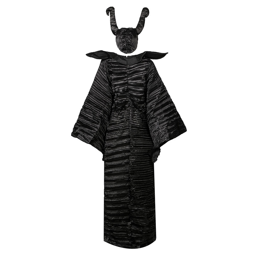 Halloween Maléfica Maleficent Cosplay Traje de Bruja Reina Oscura Vestido Negro de Fiesta para Adultos Femenino