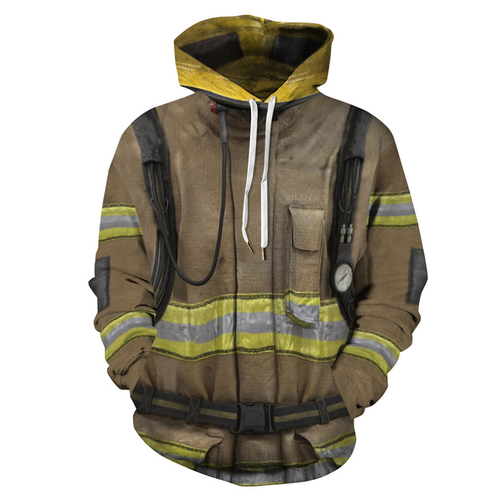 Bombero Uniforme Sudadera Estampada con Capucha Bombero Sudadera Divertida para Adultos Unisex