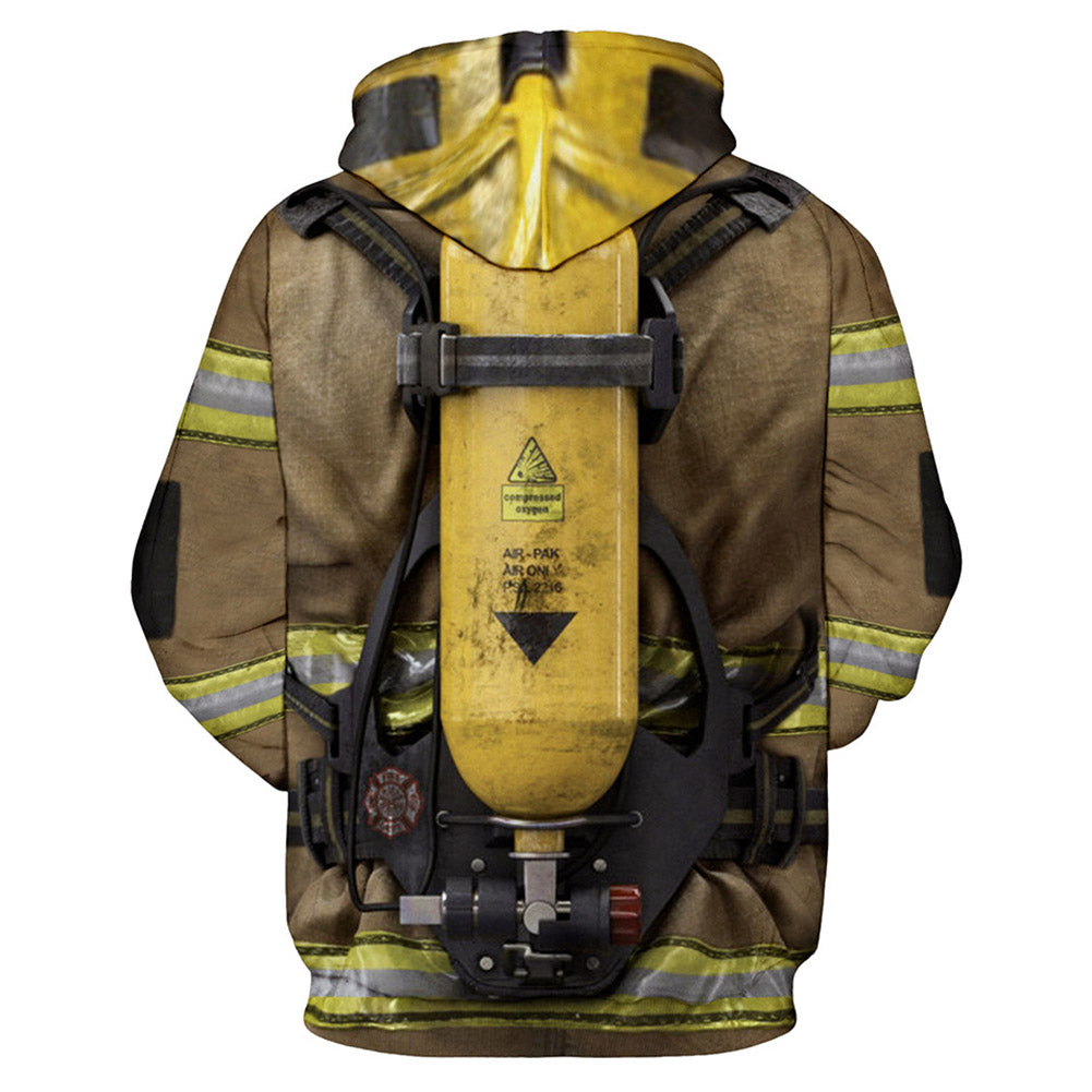 Bombero Uniforme Sudadera Estampada con Capucha Bombero Sudadera Divertida para Adultos Unisex